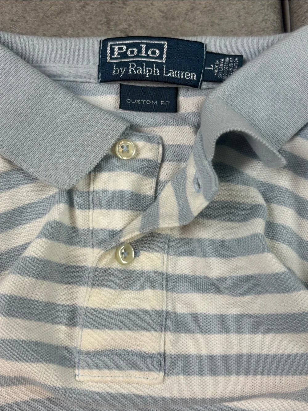 Blue and white striped polo by ralph lauren polo shirt